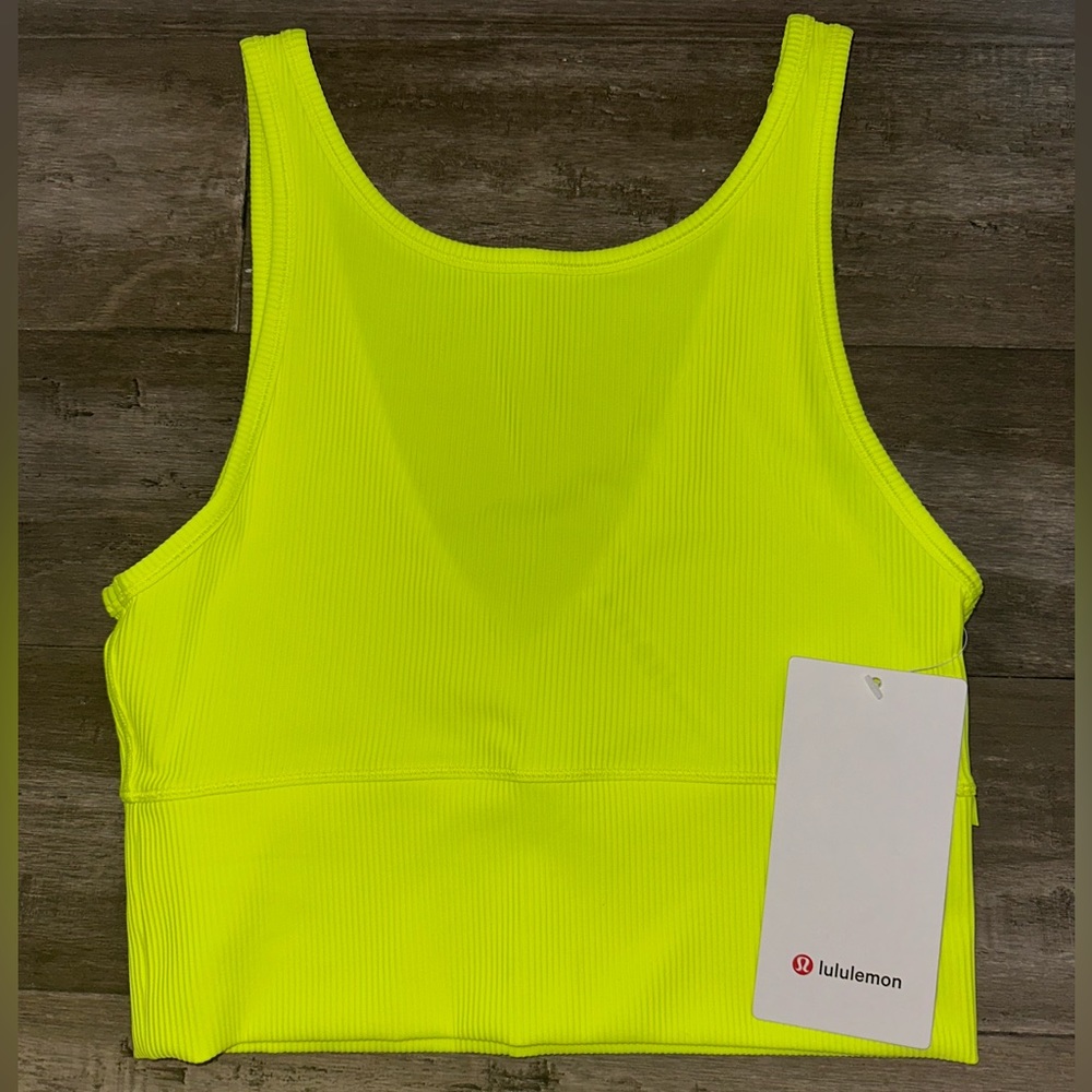 Lululemon power pivot Ribbed tank neon yellow